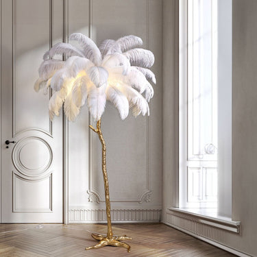 Lampadaire En Plumes D'Autruche-Lampe Veilleuse